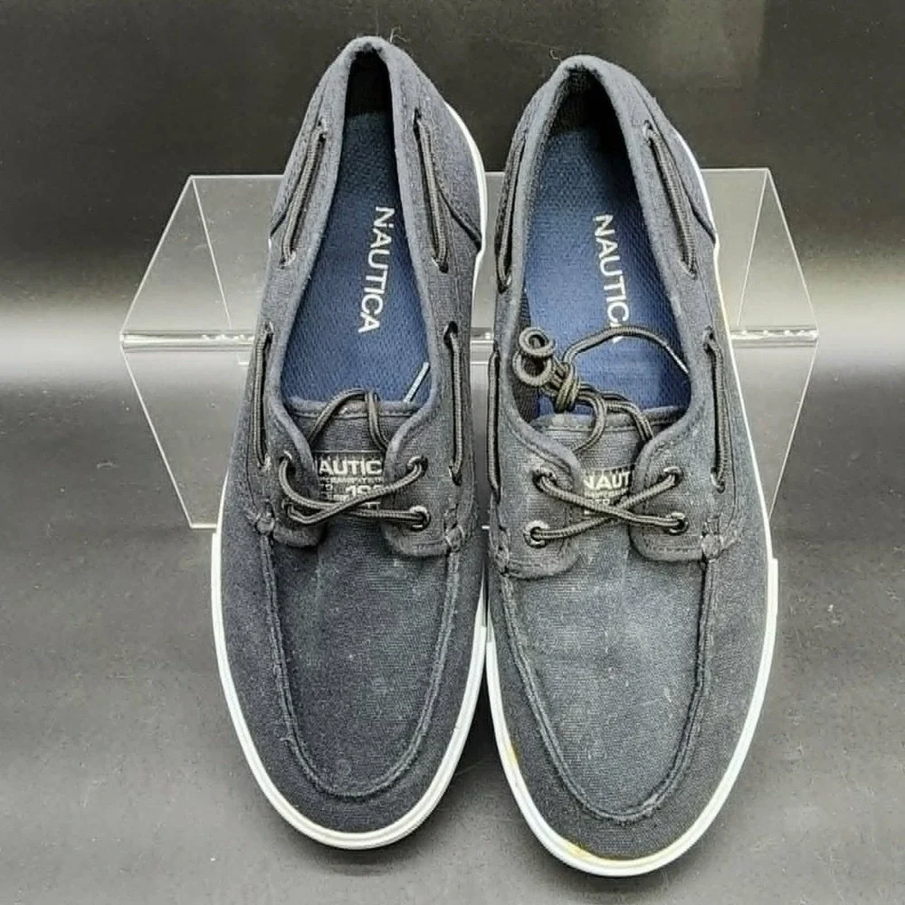 Nautica Spinnaker II Mens Black 11 Boat Shoes Preppy Coastal Nautical‎ l Sneaker